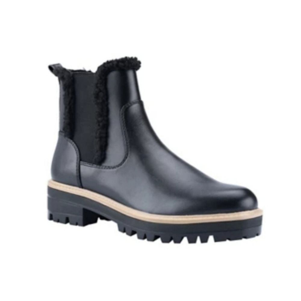 Marc Fisher Ink Lug Sole Chelsea Fur Detail Boots Size 8.5 - Picture 5 of 7